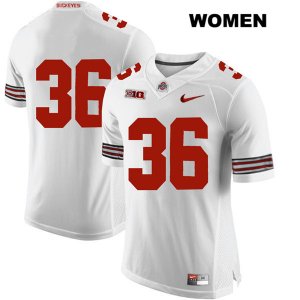 Women's NCAA Ohio State Buckeyes K'Vaughan Pope #36 College Stitched No Name Authentic Nike White Football Jersey HM20T38TZ